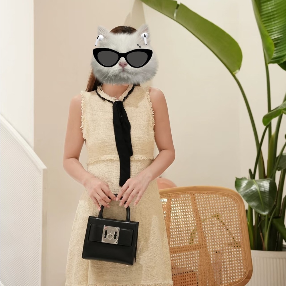 Zara Cream Textured Mini Dress with Black Accent